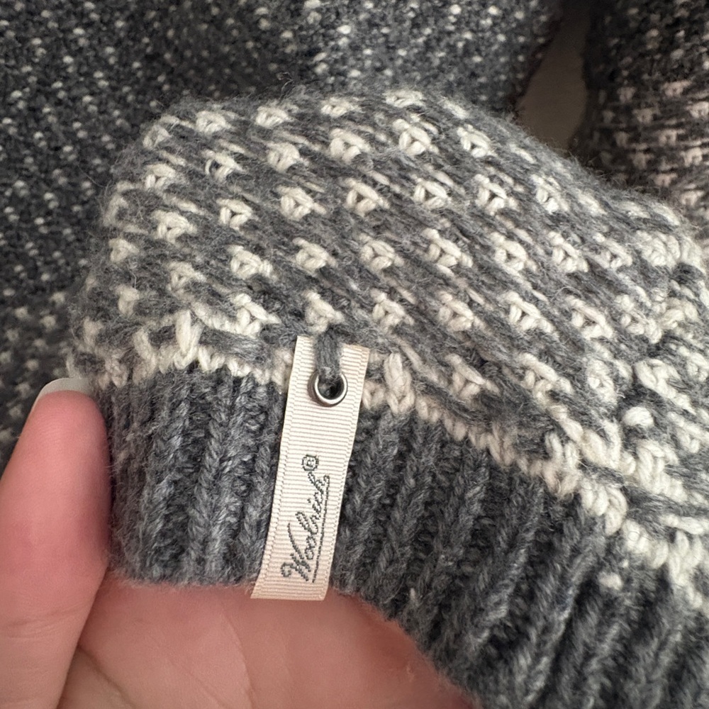 Gray Patterned Woolrich Wool Sweater - image 4